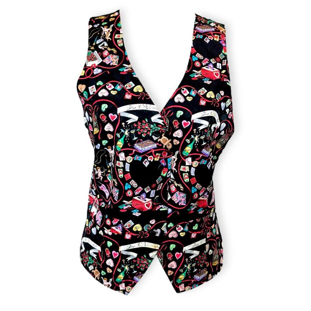 Vintage 80's Nicole Miller Silk Valentine’s Day Vest Sz M